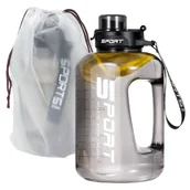 Etui i futerały do telefonów - Duża Butelka Motywacyjna na Wodę 1.7L Bidon Sportowy z Miarką, Uchwytem i Pokrywką 2w1 (Dzióbek + Słomka), Wygodna i Szczelna, Alogy Sport 1700ml – Czarna - miniaturka - grafika 1