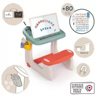 Zabawki interaktywne dla dzieci - ﻿Smoby Dwustronne Biurko Ławka Tablica Kredowa i Magnetyczna 2w1 + 80Akc. - miniaturka - grafika 1