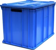 Pojemniki przemysłowe - Artech Pojemnik transportowy EURO 410 z pokrywą, dno i ścianki pełne wym. 600 x 400 x 410 mm niebieski - miniaturka - grafika 1