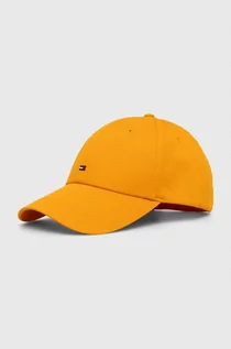 Czapki męskie - Tommy Hilfiger czapka z daszkiem bawełniana kolor pomarańczowy gładka - grafika 1