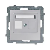 Klawisze i ramki - Ospel Plakietka podwójnego gniazda telefonicznego AS Srebrny GPK-2GS/p/18 - miniaturka - grafika 1