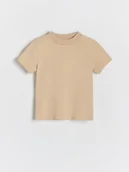 Koszulki dla dziewczynek - Reserved - Bawełniany t-shirt - beżowy - miniaturka - grafika 1
