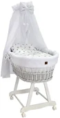 Łóżeczka i kojce - Biały komplet łóżeczko kosz z baldachimem K0-B01 - miniaturka - grafika 1