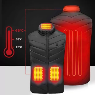 Kamizelka ogrzewana damska męska kurtka bezrękawnik USB pikowana podgrzewana elektryczna zimowa Unisex rozmiar XL czarna - Części i akcesoria do laptopów - miniaturka - grafika 4