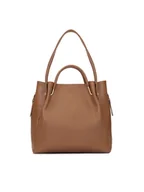 Torebki damskie - Duża brązowa torebka z oryginalnymi uchwytami - miniaturka - grafika 1