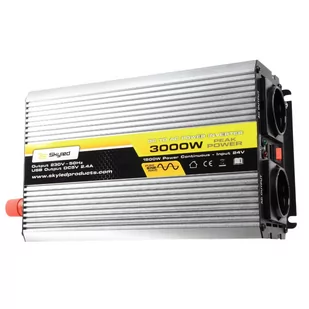 SKYLED PRZETWORNICA 3000W PEŁNY SINUS 24V 230V USB - Przetwornice samochodowe - miniaturka - grafika 1