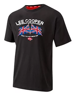Lee Cooper LCTS012 Męska praca bezpieczeństwo Union Jack logo bawełna koszulka z okrągłym dekoltem odzież robocza top, czarny, 3XL - Koszulki męskie - miniaturka - grafika 1