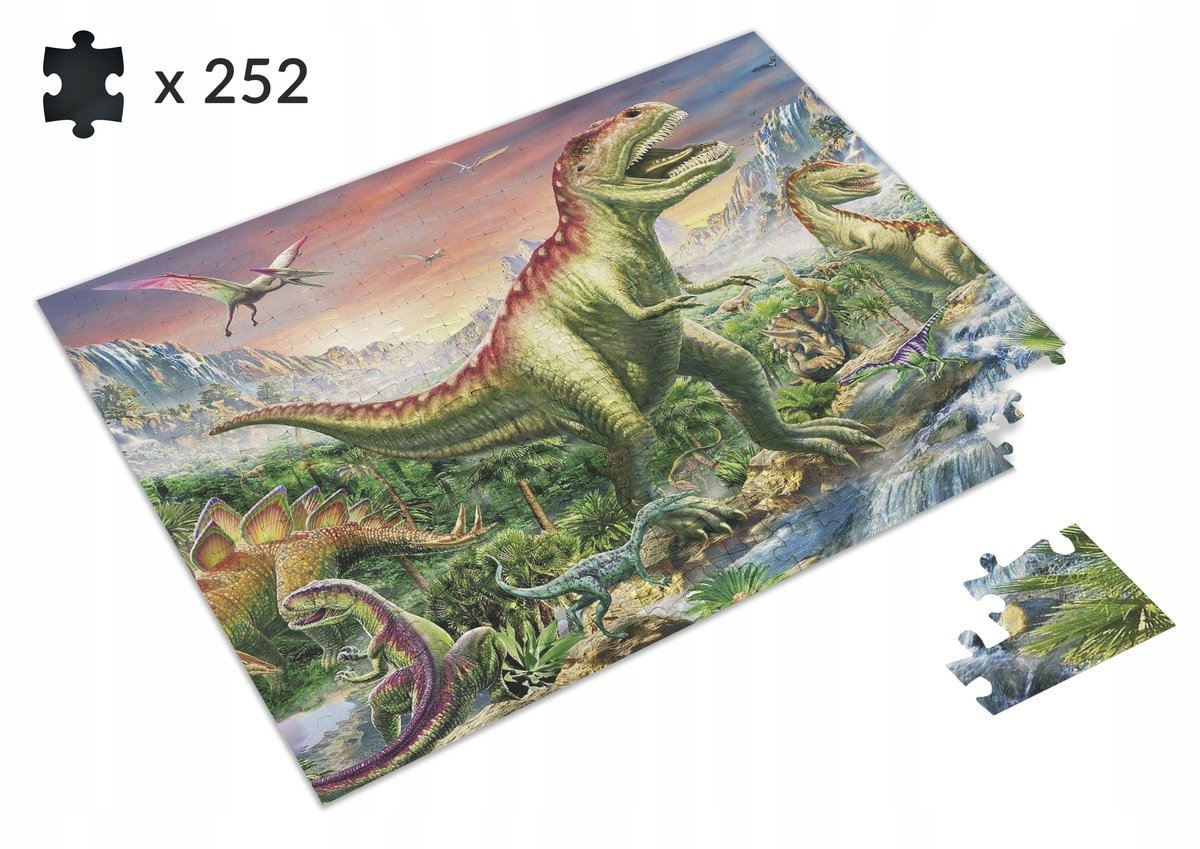 Puzzle Kolorowe + IMIĘ Dinozaury A3 252El. Prezent