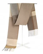 Apaszki i szaliki męskie - SZAL Szalik MĘSKI Zimowy Ciepły BEŻOWO - BRĄZOWY w Kratkę Pako Jeans - miniaturka - grafika 1