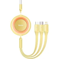 Złącza, przejściówki, adaptery - Baseus Bright Mirror 2 kabel przewód 3w1 USB Typ A - micro USB + Lightning + USB Typ C 3.5A 1.1m żółty (CAMJ010011) - miniaturka - grafika 1