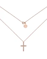 Naszyjniki - Naszyjnik z różowego złota z krzyżem wysadzanym SWAROVSKI® CRYSTAL - miniaturka - grafika 1