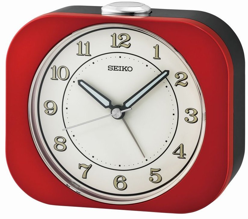 Seiko Budzik Seiko QHE195R 11x10 cm czerwony metaliczny .