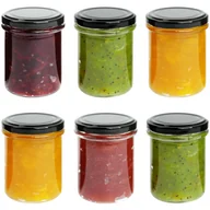 Pojemniki kuchenne - słoiczek na przetwory 200ml dżem desery pasty słoik czarna zakrętka 6szt - miniaturka - grafika 1