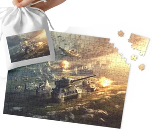PUZZLE - WOJSKO CZOŁGI MILITARIA WZORY DLA CHŁOPCA 24el + WORECZEK - Puzzle - miniaturka - grafika 1