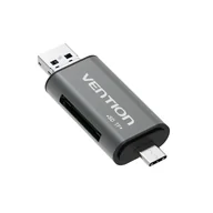 Czytniki kart pamięci - Vention CCJH0 czytnik kart USB Type-A/USB Type-C/Micro-USB Szary - miniaturka - grafika 1