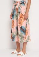 Spodnie damskie - Różowe Spodnie Plisowane Typu Palazzo z Gumką w Pasie o Długości 3/4 Hiefia - miniaturka - grafika 1