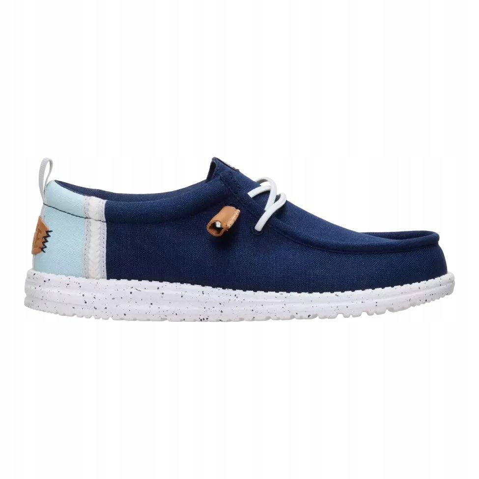 Buty Męskie Hey Dude Wally Summer Linen Mokasyny Na Lato Wsuwane Granatowe