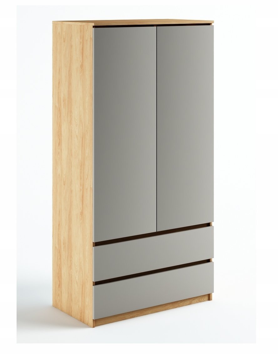 Szafa Dwudrzwiowa Z Szufladami 90 Cm Do Garderoby, Sypialni Kaszmir