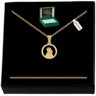 Biżuteria dla dzieci - ZŁOTY ŁAŃCUSZEK PANCERKA + MEDALIK MATKA BOSKA PR. 925/585 + GRAWER KOMUNIA - miniaturka - grafika 1