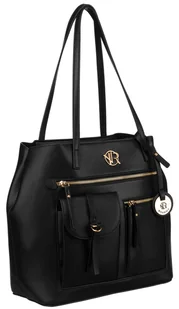 Torba damska shopper bag na ramię pojemna torebka A4 czarna ROVICKY - Torebki damskie - miniaturka - grafika 1