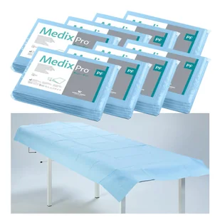 Prześcieradło jednorazowe 77cm x 210cm niebieskie podfoliowane 54g MedixPro 40szt - Kosmetyczne akcesoria jednorazowe - miniaturka - grafika 1