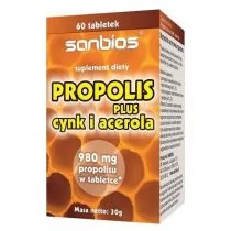 Sanbios Propolis z cynkiem i acerolą 490 mg 60 tabl.
