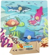 Zabawki sensoryczne - UKŁADANKA Drewniana dla niemowląt OCEAN Kształty Sorter zabawki sensoryczne Viga 12m+ - miniaturka - grafika 1