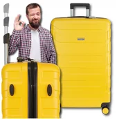 Walizki - Walizka średnia podróżna solidna torba bagaż kufer lekka kółka samolot 63L - miniaturka - grafika 1