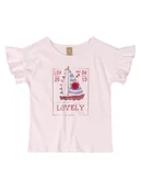 Bluzki dla dziewczynek - Bluzka dziewczęca z krótkim rękawem jasnoróżowa żaglówka Up Baby r.62/68 - miniaturka - grafika 1