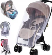 Akcesoria do wózków - MOSKITIERA NA WÓZEK DZIECIĘCY OCHRONA DZIECKA PRZED OWADAMI KOMARAMI BIAŁA - miniaturka - grafika 1