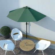 Parasole ogrodowe - vidaXL Półparasol na słupku aluminiowym, 270 x 135 cm, zielony - miniaturka - grafika 1
