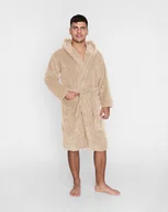Szlafroki damskie - Miękki szlafrok beżowy z kapturem wellsoft unisex rozmiar l/xl - miniaturka - grafika 1