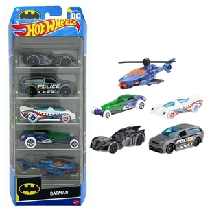 Hot Wheels Batman 5-pak Zestaw Małych Samochodzików - Samochody i pojazdy dla dzieci - miniaturka - grafika 1