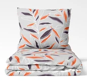 Pościel - Faro, Pościel microfibra 220x200+2x70x80 Harmony Pomarańczowe listki - miniaturka - grafika 1