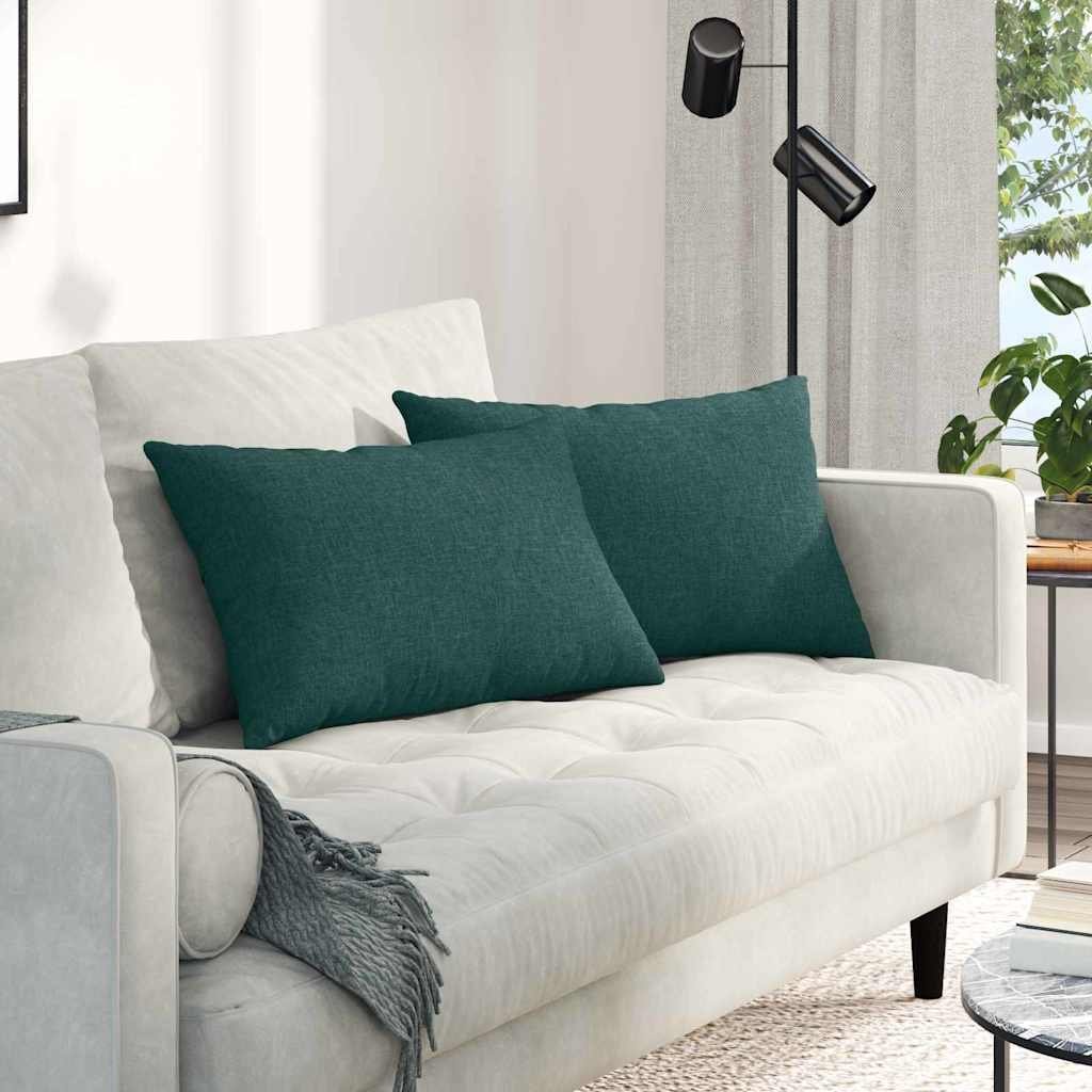 vidaXL vidaXL Poduszki na sofę 2 pcs Ciemna zieleń 60 x 40 cm tkanina