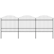 Ogrodzenia - vidaxl Panele ogrodzeniowe z grotami, stal, (1,5-1,75) x 5,1 m, czarne 277741 - miniaturka - grafika 1