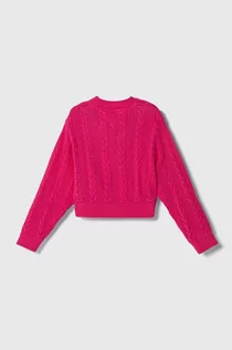 Swetry dla dziewczynek - Tommy Hilfiger sweter bawełniany dziecięcy kolor różowy lekki - grafika 1