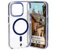 Etui i futerały do telefonów - Bizon Etui z pierścieniem magnetycznym Case Marco do iPhone 14 Pro, przezroczyste z niebieską ramką - miniaturka - grafika 1
