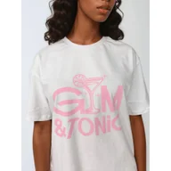 Koszulki sportowe damskie - Biały T-shirt Damski - Gym & Tonic BeShaped - miniaturka - grafika 1