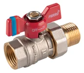 Akcesoria grzewcze - Kurek kulowy nakrętno-wkrętny z motylkiem, ze śrubunkiem, 1", F-Comfort - miniaturka - grafika 1