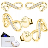 Kolczyki - Złote Kolczyki Nieskończoność SREBRO Serce z Nieskończonością POZŁACANE 585 - miniaturka - grafika 1