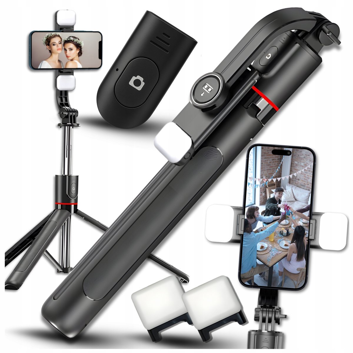 KIJEK DO SELFIE UCHWYT NA TELEFON STICK TRIPOD STATYW BLUETOOTH 5.2 PILOT