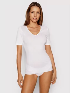 Koszulki i topy damskie - Hanro T-Shirt Cotton Seamless 1603 Biały Slim Fit - grafika 1