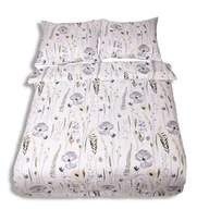 Pościel - Matex Pościel flanelowa 220x200 F-90 biała niebieska zielona kwiaty liście - miniaturka - grafika 1