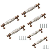 Zawiasy, okucia i inne akcesoria - 6 szt. zabytkowych uchwytów do szuflad ze stopu cynku do szafek kuchennych, środek otworu: 96 mm - miniaturka - grafika 1