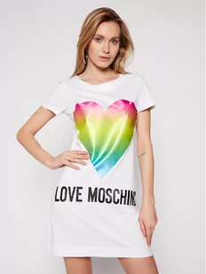 Love Moschino Sukienka codzienna W592914M 3876 Biały Regular Fit - Sukienki - miniaturka - grafika 1