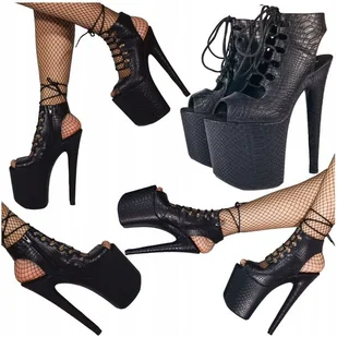 SANDAŁY DAMSKIE CZARNE szpilki NA PLATFORMIE POLE DANCE SexyHeels 20 CM 36 - Sandały damskie SANDAŁY DAMSKIE CZARNE szpilki NA PLATFORMIE POLE DANCE SexyHeels 20 CM 36 - Sandały damskie - miniaturka - grafika 1