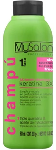 Mysalon professional MySalon Professional 3X Keratina, szampon regenerujący do włosów na bazie keratyny 500ml 17585 - Szampony do włosów - miniaturka - grafika 1