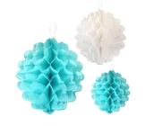 Dekoracje sali - Godan Dekoracje wiszące rozetki kule turkusowo-białe - 3 szt. QT-RDNM - miniaturka - grafika 1
