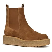 Botki damskie - Geox Botki Elidea, skóra zamszowa, brązowe, damskie, brązowy, 36 EU - miniaturka - grafika 1